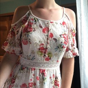 Floral Lace Cold Shoulder Dress